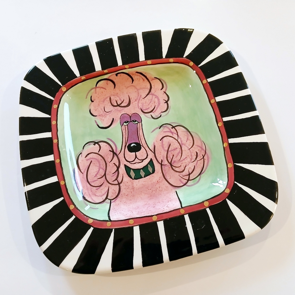Lynda Corneille SWAK Designs Pink Poodle Dog Sasha Plate